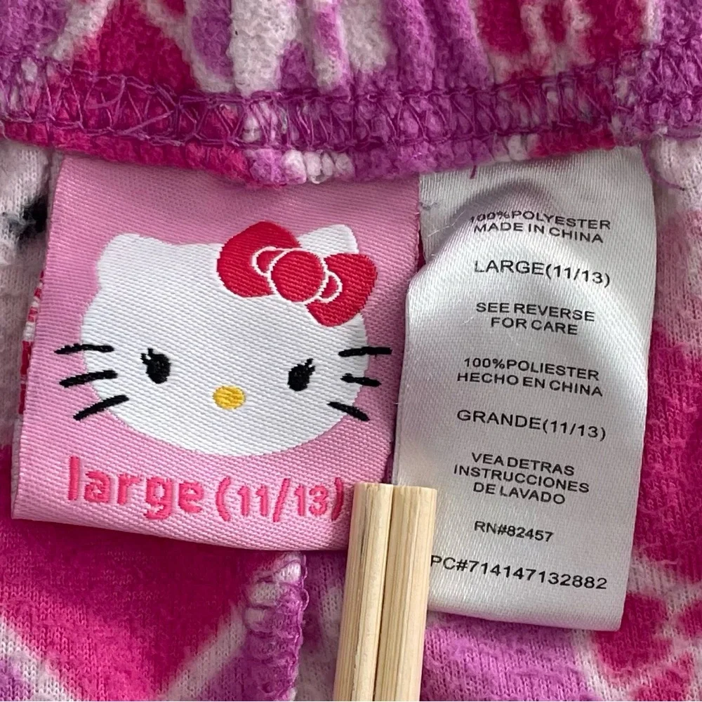 Hello Kitty winter pink white snowflake pajama‎ pants fleece